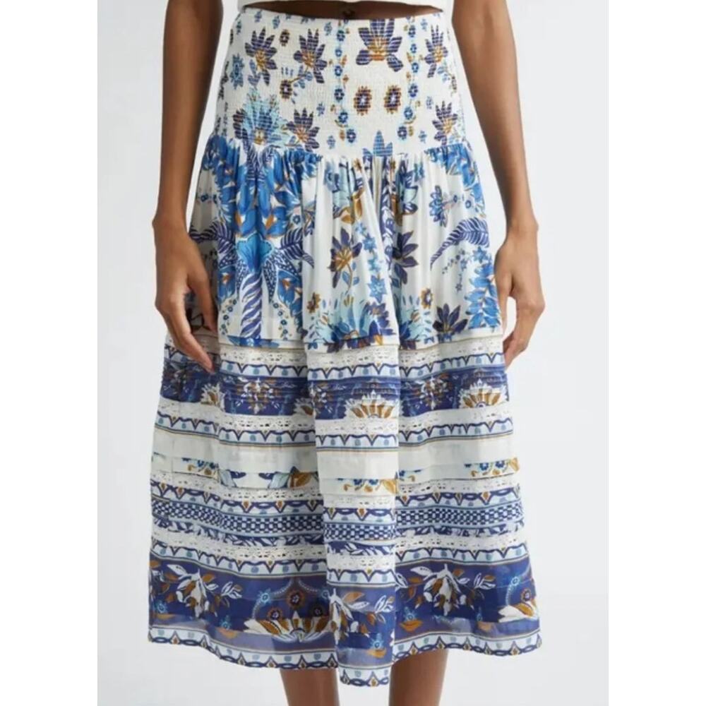 Farm Rio NEW Ana Tapestry Off-White Midi Skirt, Med